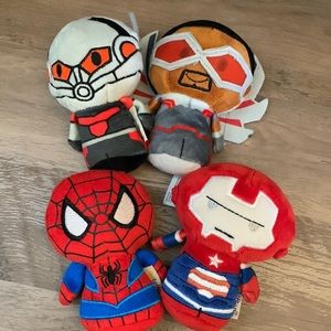 Hallmark itty bitty Antman, Falcon, Spider-Man, Iron Patriot